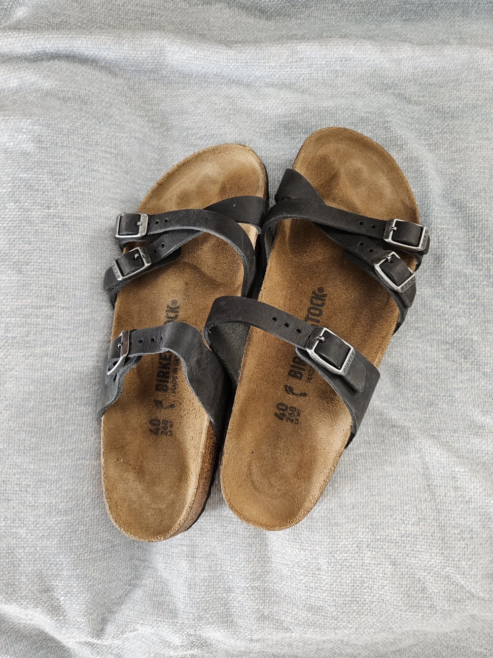 Berkinstock Black Three-Strap Buckle Sandals
